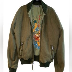 Pre-loved Lucky Brand Reversible Bomber Jacket Embroidered Dragon